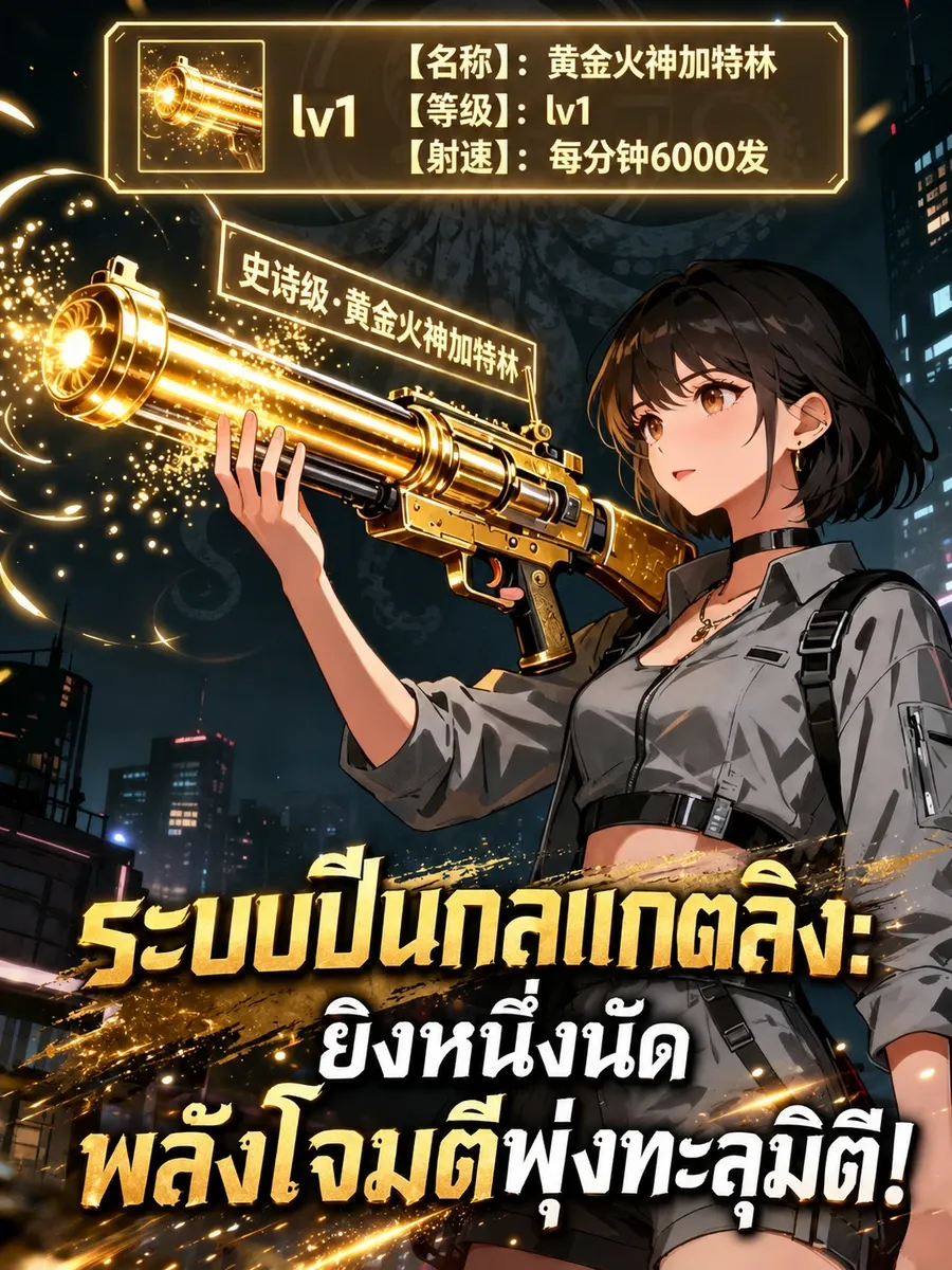 ระบบปืนกลแกตลิง: ยิงหนึ่งนัด พลังโจมตีพุ่งทะลุมิติ!
