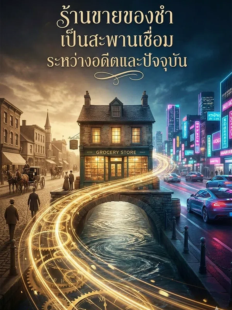ร้านขายของชำเป็นสะพานเชื่อมระหว่างอดีตและปัจจุบัน โดยที่เวลาไหลผ่านไปเร็วกว่าปกติถึงสิบเท่า