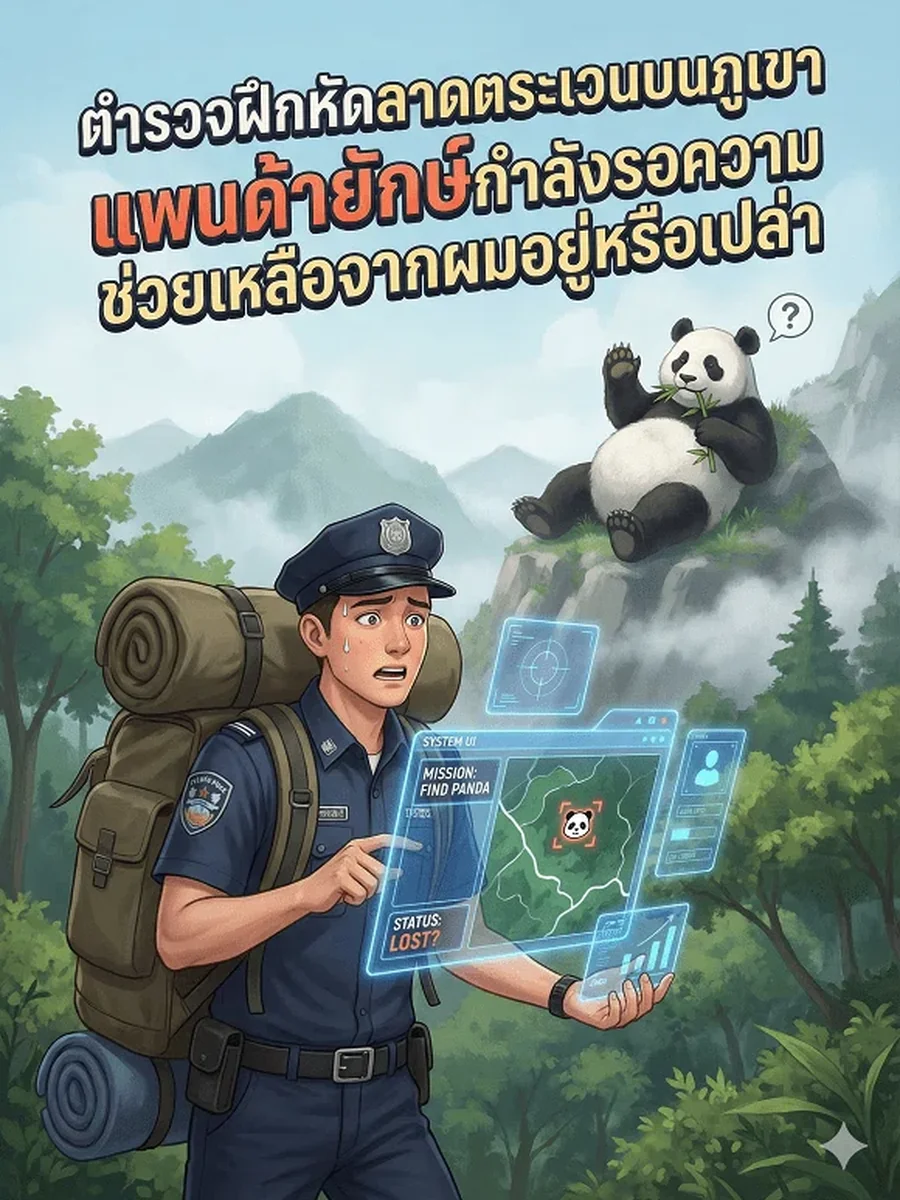 ตำรวจฝึกหัดลาดตระเวนบนภูเขา แพนด้ายักษ์กำลังรอความช่วยเหลือจากผมอยู่หรือเปล่า