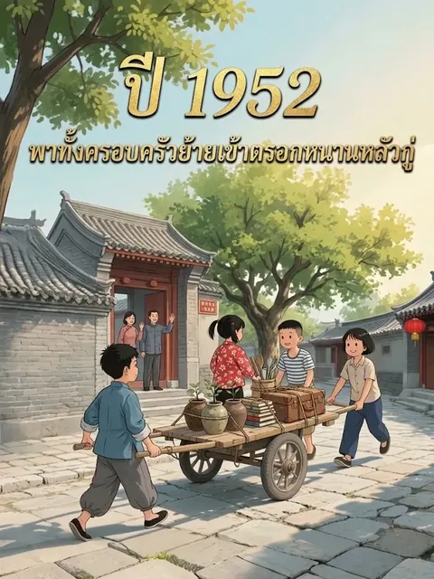 ปี 1952 พาทั้งครอบครัวย้ายเข้าตรอกหนานหลัวกู่